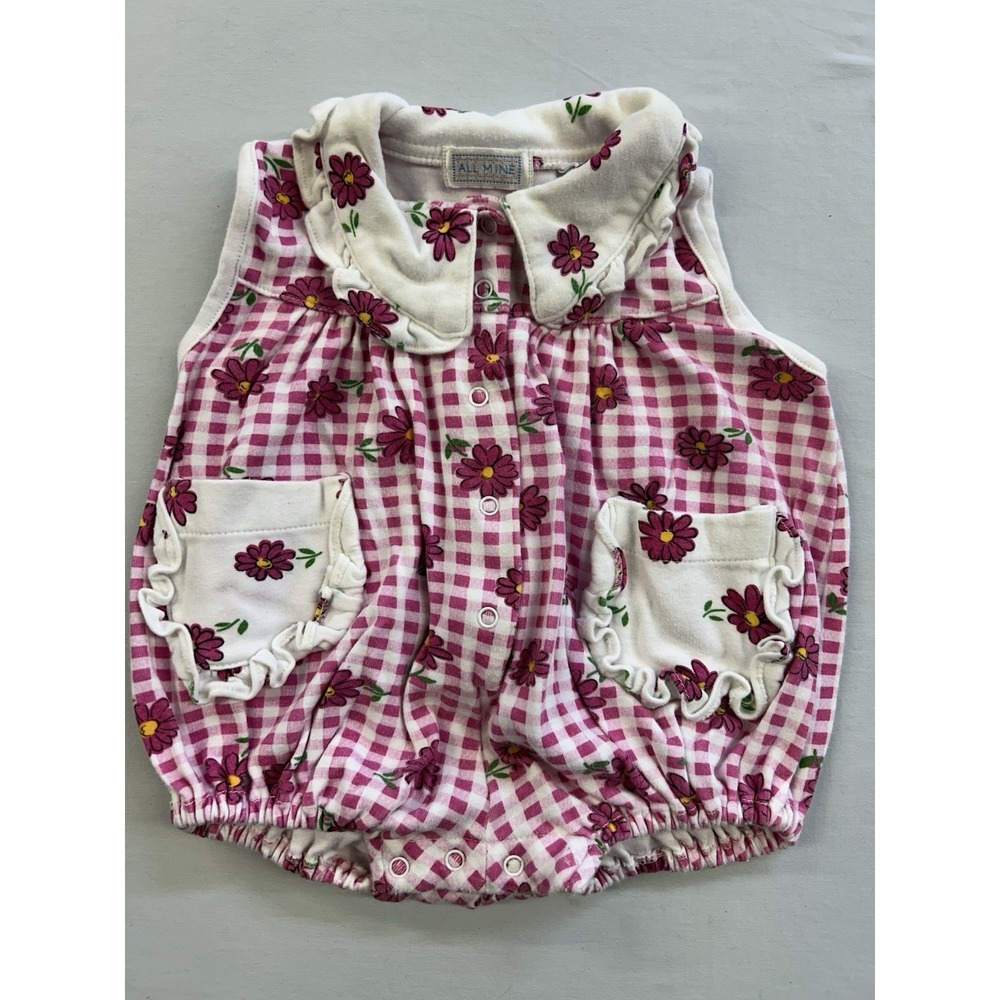 Vintage 90s All Mine Brand Baby Girl Romper  Size 18 Months